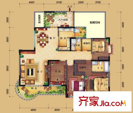 德洲丹緹軒  4室 戶型圖