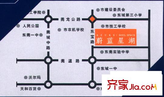 蔚藍星湖交通圖