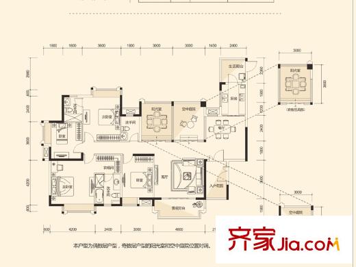 地標(biāo)廣場戶型圖10、11棟0102單元190平方米E戶型 4室2廳3衛(wèi)1廚