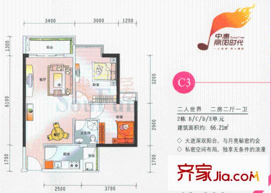 中惠麗陽時代一期 2室戶型圖