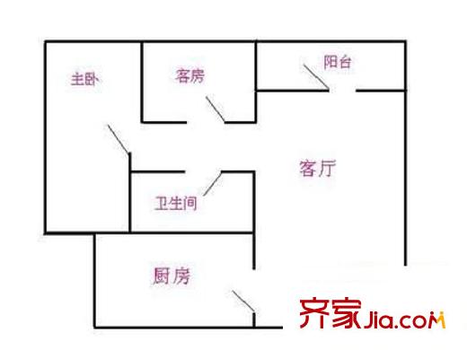 新天美地花園 2室 戶型圖