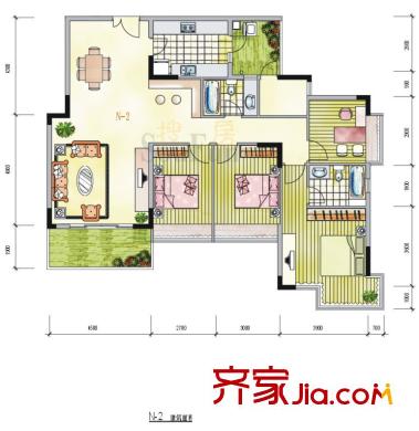 金地格林小城 4室2廳戶型圖