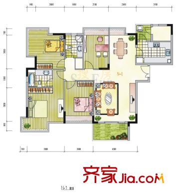 金地格林小城 4室2廳戶型圖