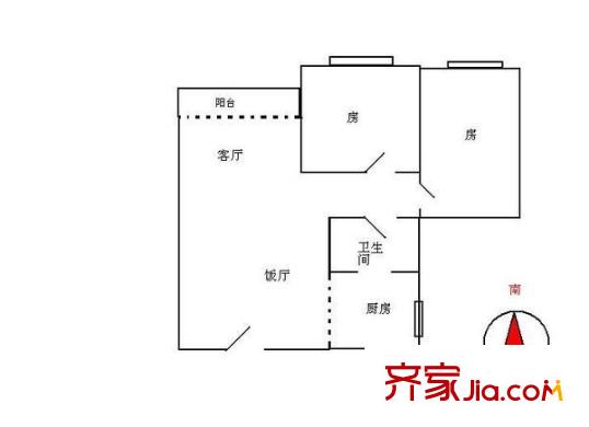 新天美地花園 2室 戶型圖