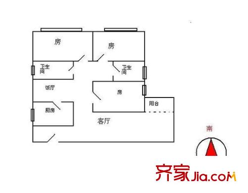 新天美地花園 3室 戶型圖
