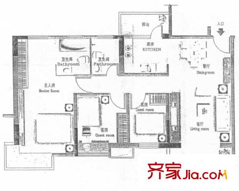 新天美地花園2室2廳 戶型圖