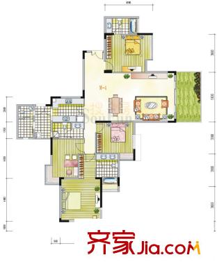 金地格林小城 4室2廳戶型圖