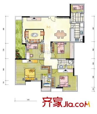  金地格林小城 4室2廳戶型圖