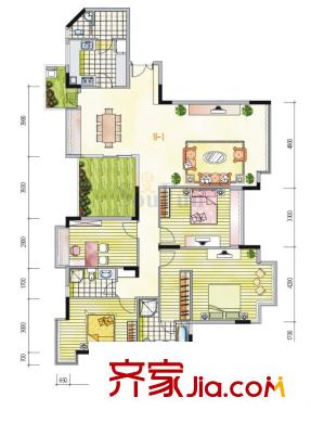 金地格林小城 4室2廳戶型圖