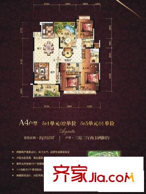 景湖藍(lán)郡 3室 戶型圖