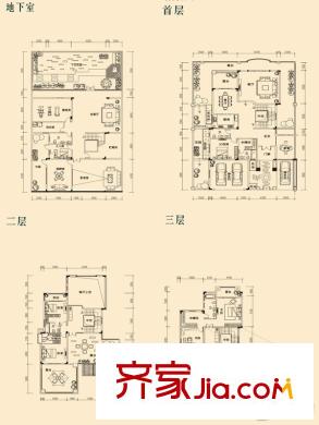 皇家翡翠灣別墅C戶型 6室4廳6衛(wèi)1廚