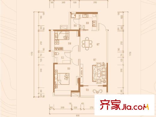 新世紀(jì)領(lǐng)居三期3、4、5棟標(biāo)準(zhǔn)層D2戶型 2室2廳1衛(wèi)1廚