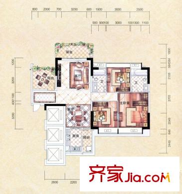 錦繡山河四期4#1/2/3單元01、02戶型圖 3室2廳2衛(wèi)