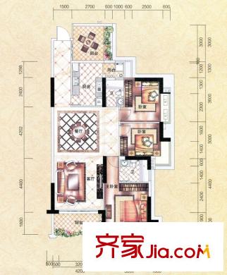 錦繡山河四期4#1單元03、04戶型圖 3室2廳2衛(wèi)1廚