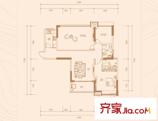 新世紀(jì)領(lǐng)居三期1、2棟標(biāo)準(zhǔn)層E3戶型 3室1廳2衛(wèi)1廚