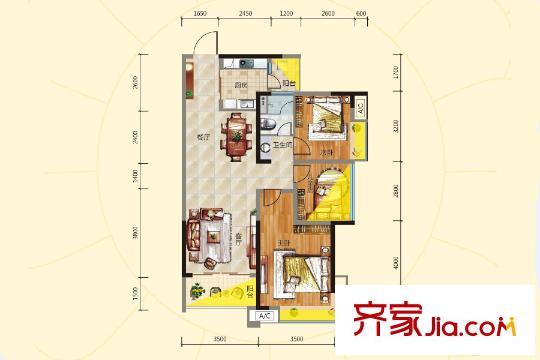 客天下琥門E戶型 3室2廳1衛(wèi)1廚