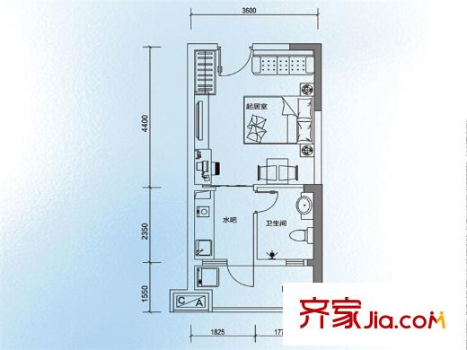 方中蘭亭軒S1戶型圖 1室1廳1衛(wèi)1廚