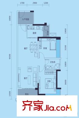 松湖朗悅A戶型兩房兩廳一衛(wèi)94平 2室2廳1衛(wèi)1廚