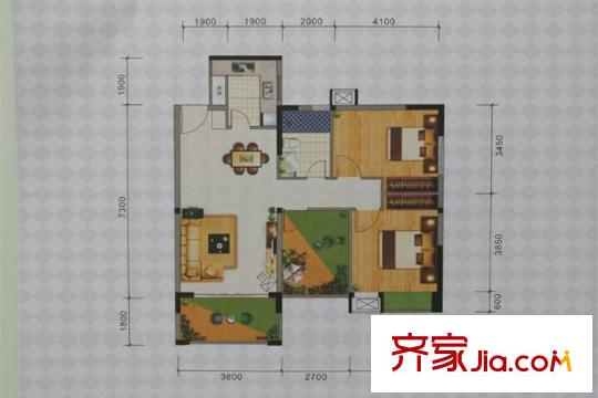 米蘭公館1棟1-1戶型 2室2廳1衛(wèi)1廚