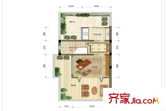 萬科?珠江東岸165m2別墅屋頂層平面圖 4室3廳4衛(wèi)1廚