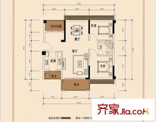 信鴻熙岸花園A戶型 2室2廳1衛(wèi)1廚