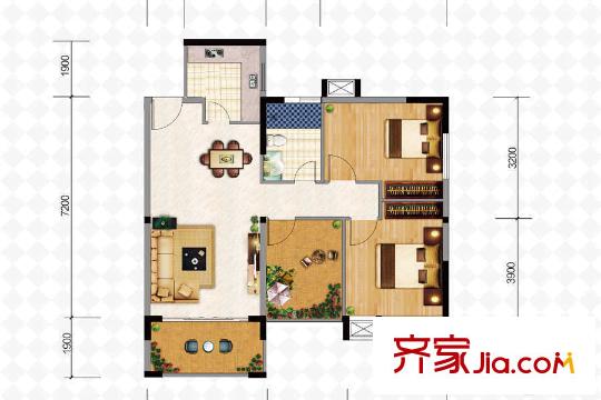 米蘭公館1號樓1-4戶型 3室2廳2衛(wèi)1廚
