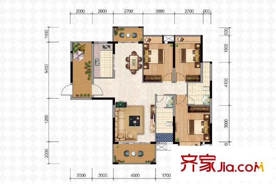 米蘭公館3號樓3-2戶型 3室2廳2衛(wèi)1廚