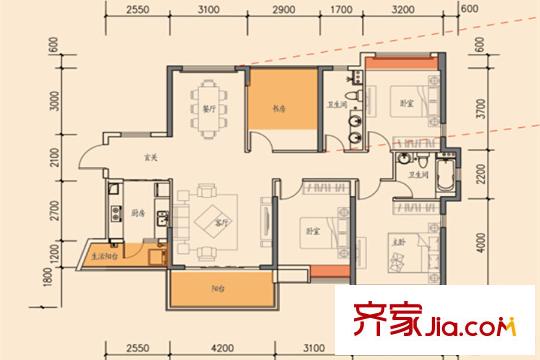 佳兆業(yè)御龍山16棟142平方米戶型 4室2廳2衛(wèi)1廚