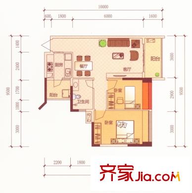 新世紀(jì)宜居B5戶型 2室2廳1衛(wèi)