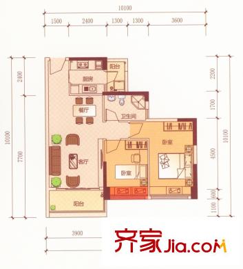 新世紀(jì)宜居A4戶型 2室2廳1衛(wèi)