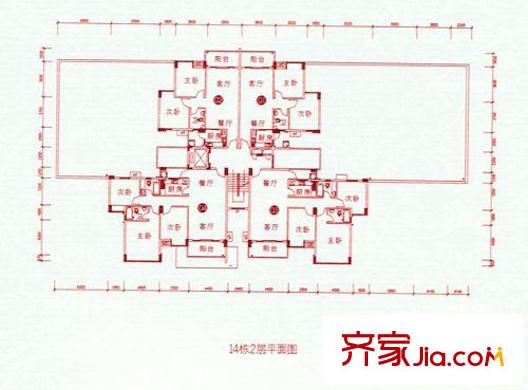 富怡名居13棟2層平面圖 2室2廳2衛(wèi)1廚