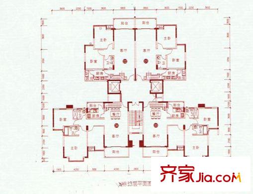 富怡名居8棟13層平面圖 3室2廳2衛(wèi)1廚