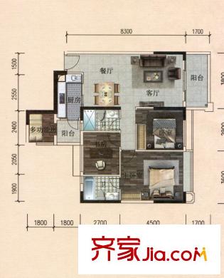長堤1號7單元標(biāo)準(zhǔn)層01戶型 3室2廳2衛(wèi)1廚