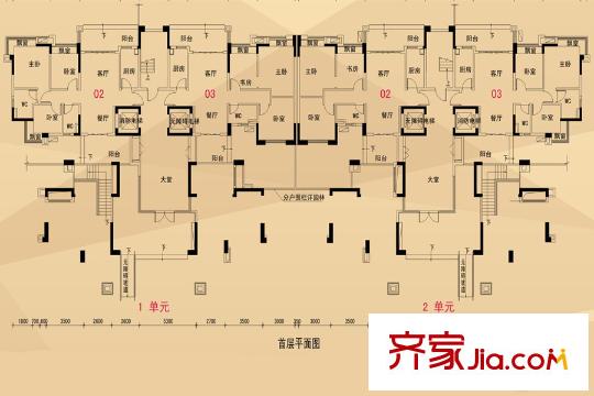 碧桂園柏麗灣別墅戶型圖1號樓首層（2015-7-31） 3室2廳2衛(wèi)1廚