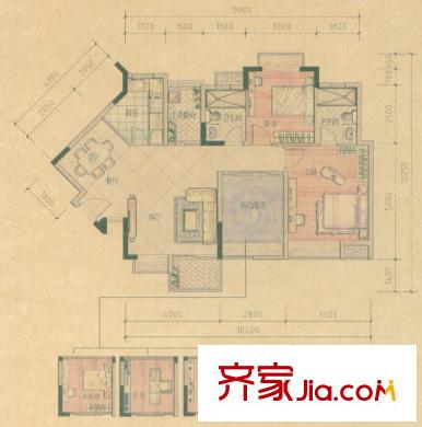豐泰東海城堡5棟標(biāo)準(zhǔn)層C1戶型 3室2廳2衛(wèi)1廚