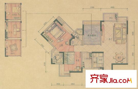 豐泰東海城堡3棟標(biāo)準(zhǔn)層D3戶型 3室2廳2衛(wèi)1廚