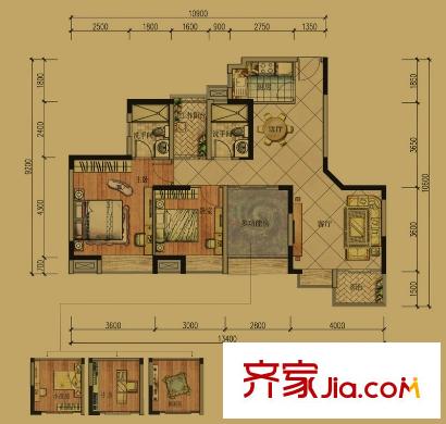 豐泰東海城堡6棟1單元02房、14棟2單元03房標(biāo)準(zhǔn)層C2c戶型 3室2廳2衛(wèi)1廚