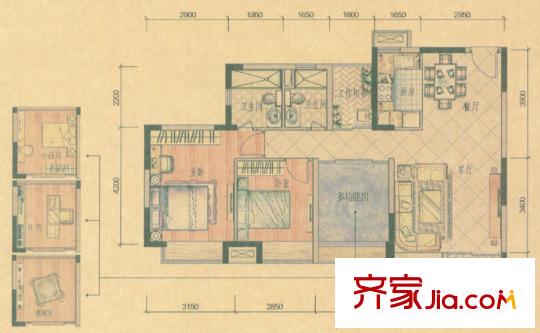 豐泰東海城堡3棟標(biāo)準(zhǔn)層D2a戶型 3室2廳2衛(wèi)1廚