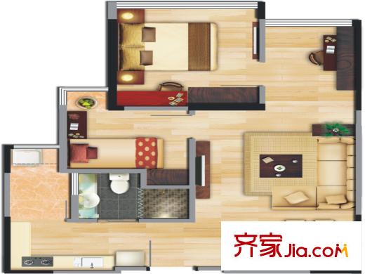 中央財津65平方米兩房兩廳 2室2廳1衛(wèi)1廚