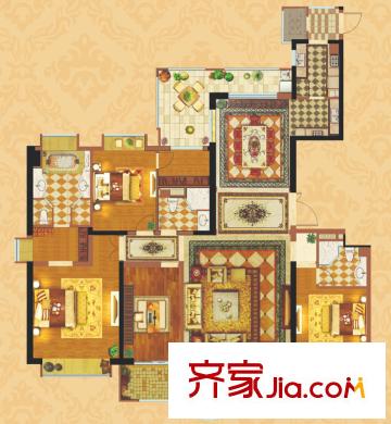 東城萬達廣場萬達公館A戶型 4室2廳3衛(wèi)1廚