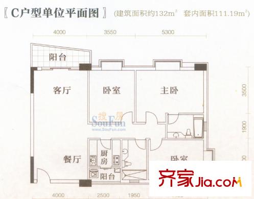 花街18三期百合苑C戶型 3室2廳2衛(wèi)1廚