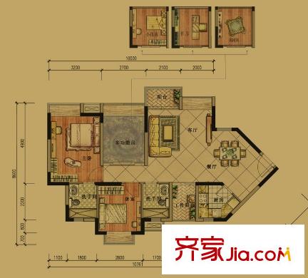 豐泰東海城堡7棟4單元01房標(biāo)準(zhǔn)層D4戶型 3室2廳2衛(wèi)1廚