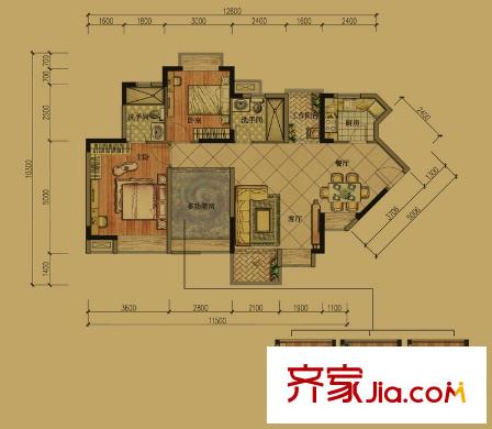 豐泰東海城堡6棟1單元03房、14棟2單元02房標(biāo)準(zhǔn)層C1b戶型 3室2廳2衛(wèi)1廚