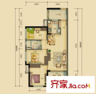 萬科金域國際3-5棟05、06單元標準層藍調(diào)時光戶型 3室2廳2衛(wèi)1廚