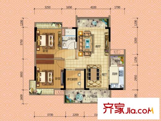 宏遠(yuǎn)御庭山5棟05戶型、6棟07戶型 3室2廳1衛(wèi)1廚