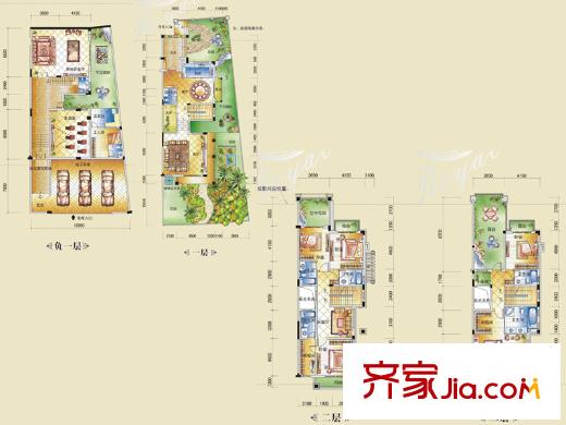 盈拓御江5-14棟雙拼別墅戶型圖 6室5廳8衛(wèi)1廚