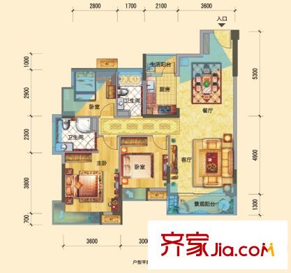 松湖春天16-19棟奢景洋房戶型圖 3室2廳2衛(wèi)1廚