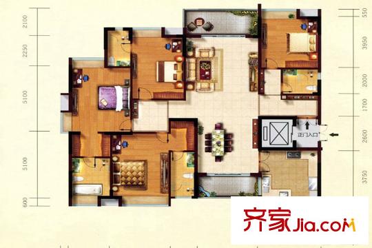 東田翠湖灣二期22/23棟02戶型 4室2廳4衛(wèi)1廚