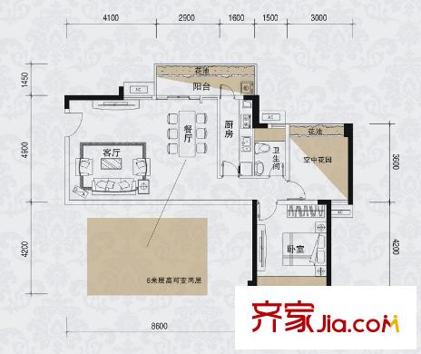 五福里1棟奇數(shù)層01戶型圖 1室2廳1衛(wèi)