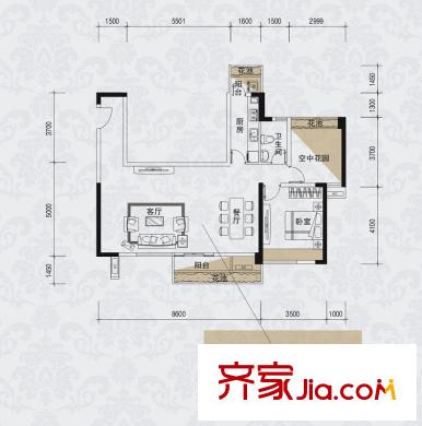 五福里1棟01戶型偶數(shù)層戶型圖 1室2廳1衛(wèi)